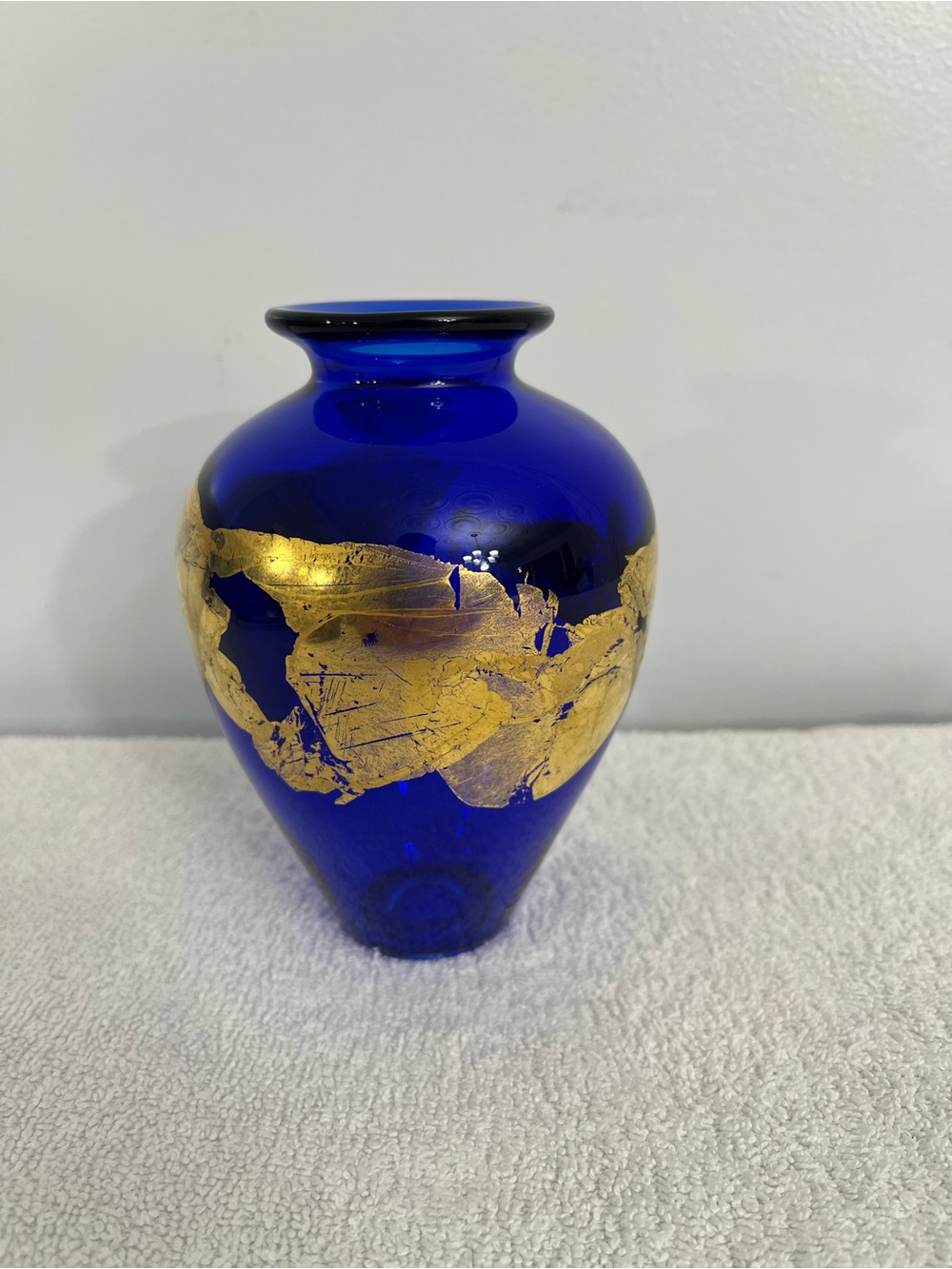 Vitrix Hot Glass Studio Cobalt and Gold Bud Vase NY Art Glass Beautiful Bud Vase